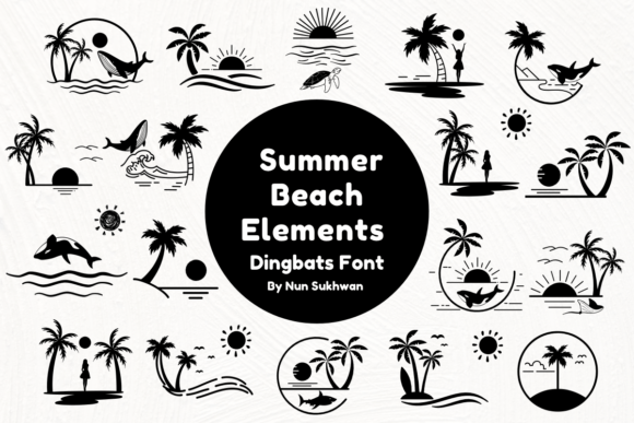Summer Beach Elements: A Sketchy Dingbat Font for Creative Projects